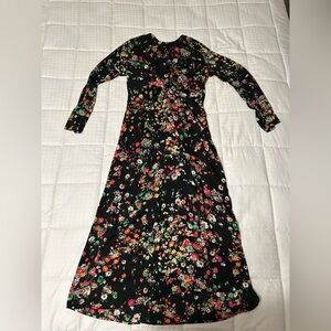 H&M Black Floral Long Sleeve Dress